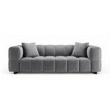 Puma 3-Sitzer Sofa mit Schlaffunktion aus Samt (Salvador 17) in Grau, 260x92 cm – Bild 1