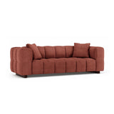 Puma 3-Sitzer Sofa mit Schlaffunktion aus Strukturierter Stoff (Sorella 58) in Koralle, 260x92 cm – Bild 2