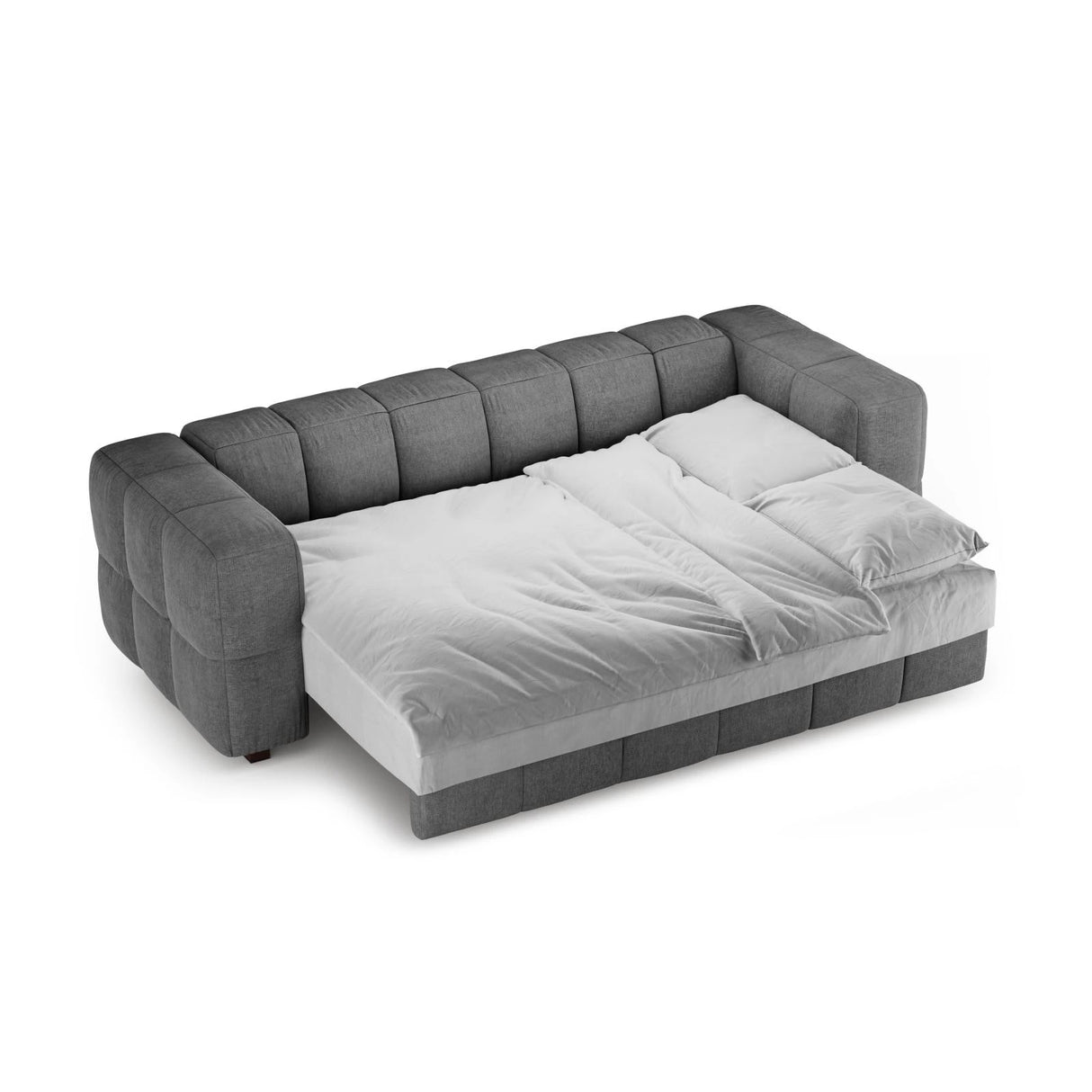 Puma 3-Sitzer Sofa mit Schlaffunktion aus Strukturierter Stoff (Sorella 89) in Grau, 260x92 cm – Bild 3