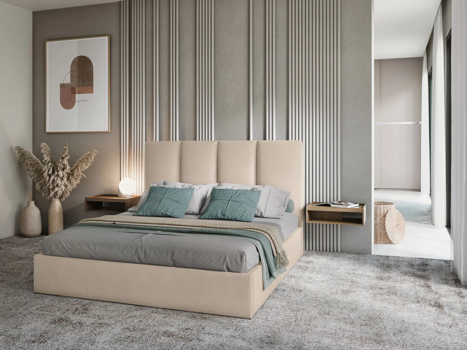 Pyla Bett mit Stauraum und Kopfteil in Samt, 140x200 cm – Bild 2