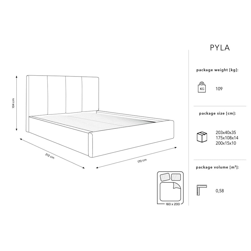 Pyla Bett mit Stauraum und Kopfteil in Samt (Mat63) in Rosa, 160x200 cm – Bild 4