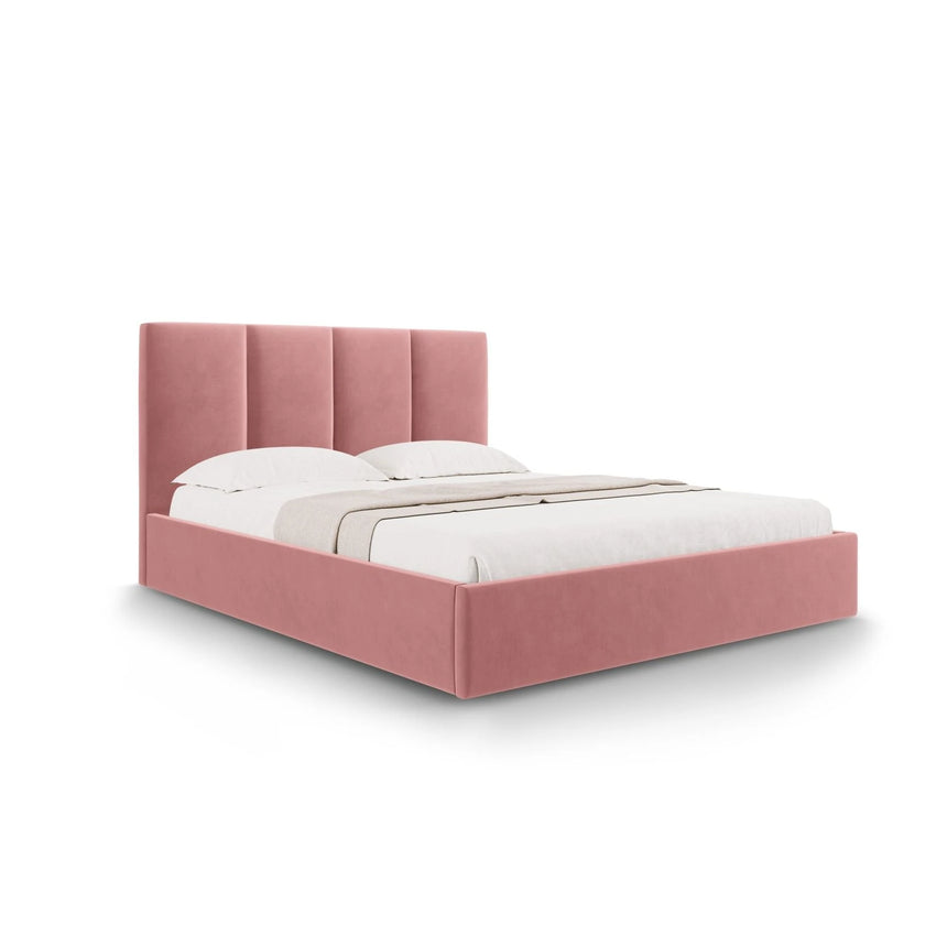 Pyla Bett mit Stauraum und Kopfteil in Samt (Mat63) in Rosa, 180x200 cm – Bild 1