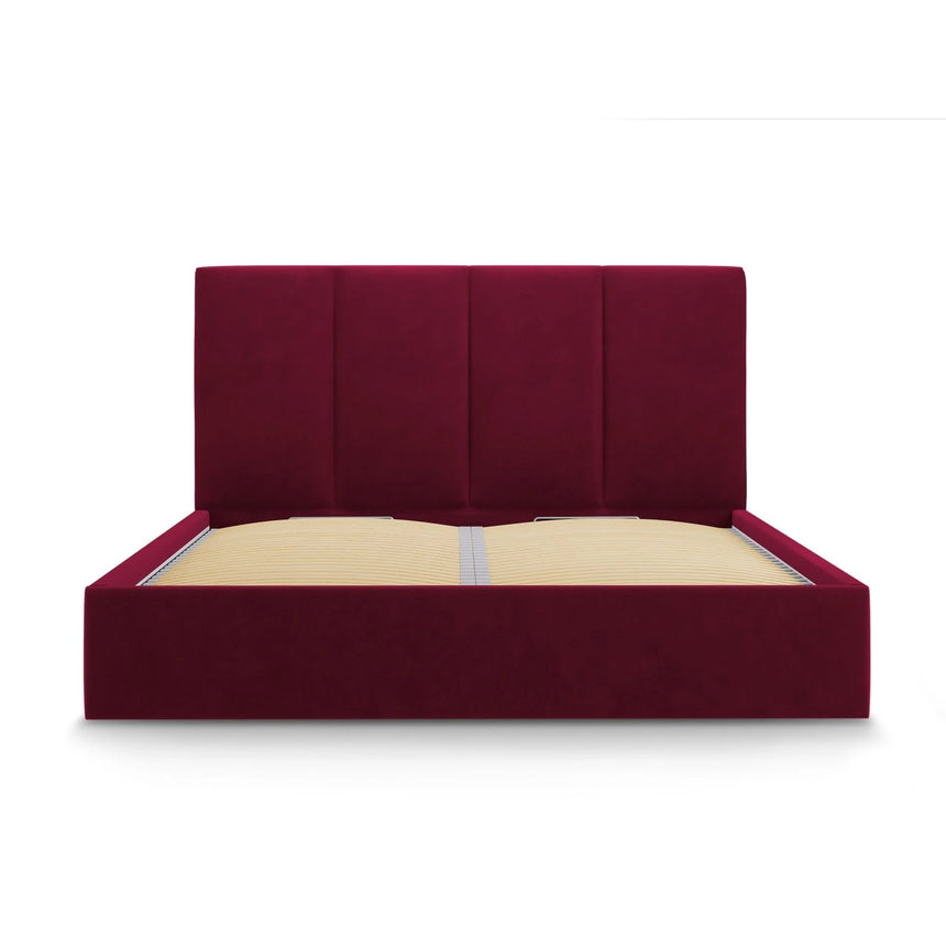 Pyla Bett mit Stauraum und Kopfteil in Samt (Mat68) in Dark Red, 160x200 cm – Bild 7