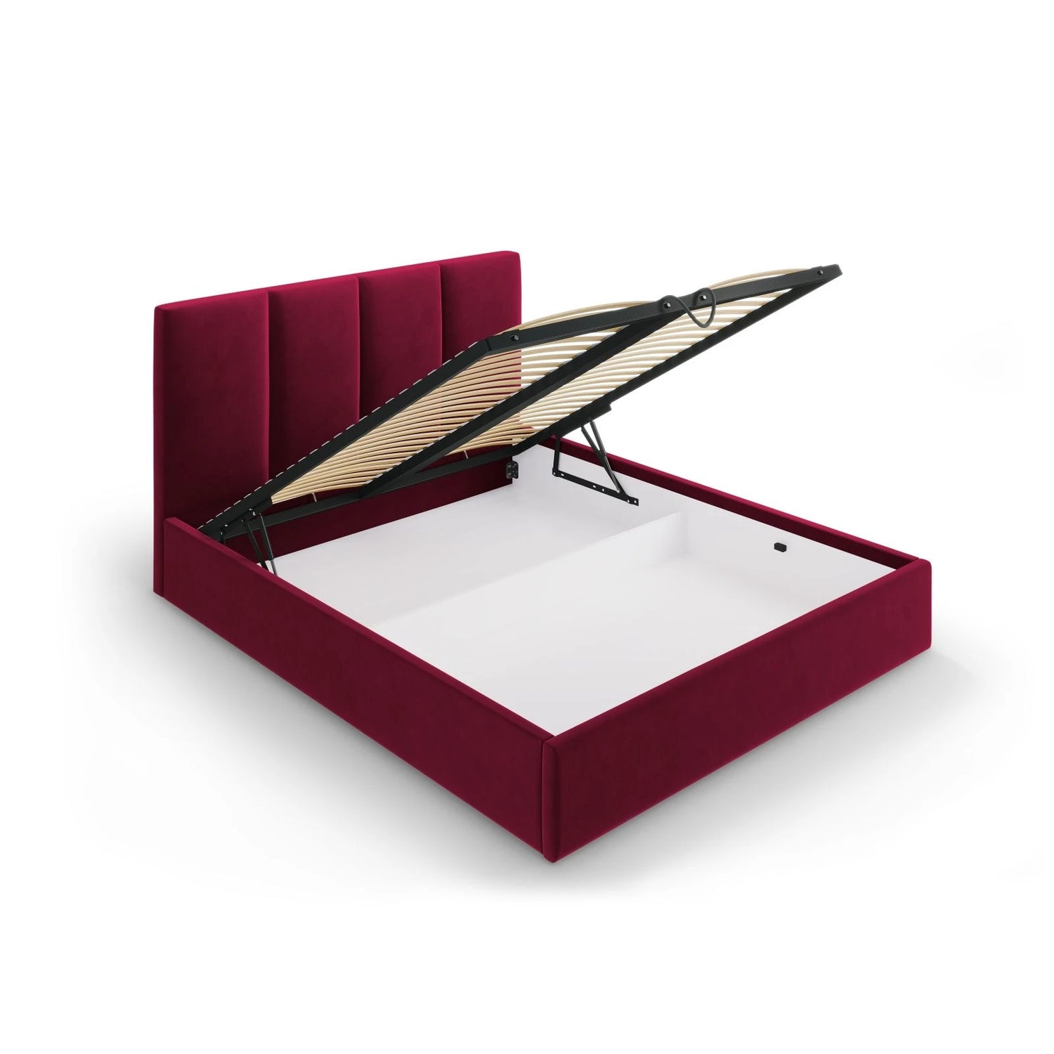 Pyla Bett mit Stauraum und Kopfteil in Samt (Mat68) in Dark Red, 180x200 cm – Bild 6