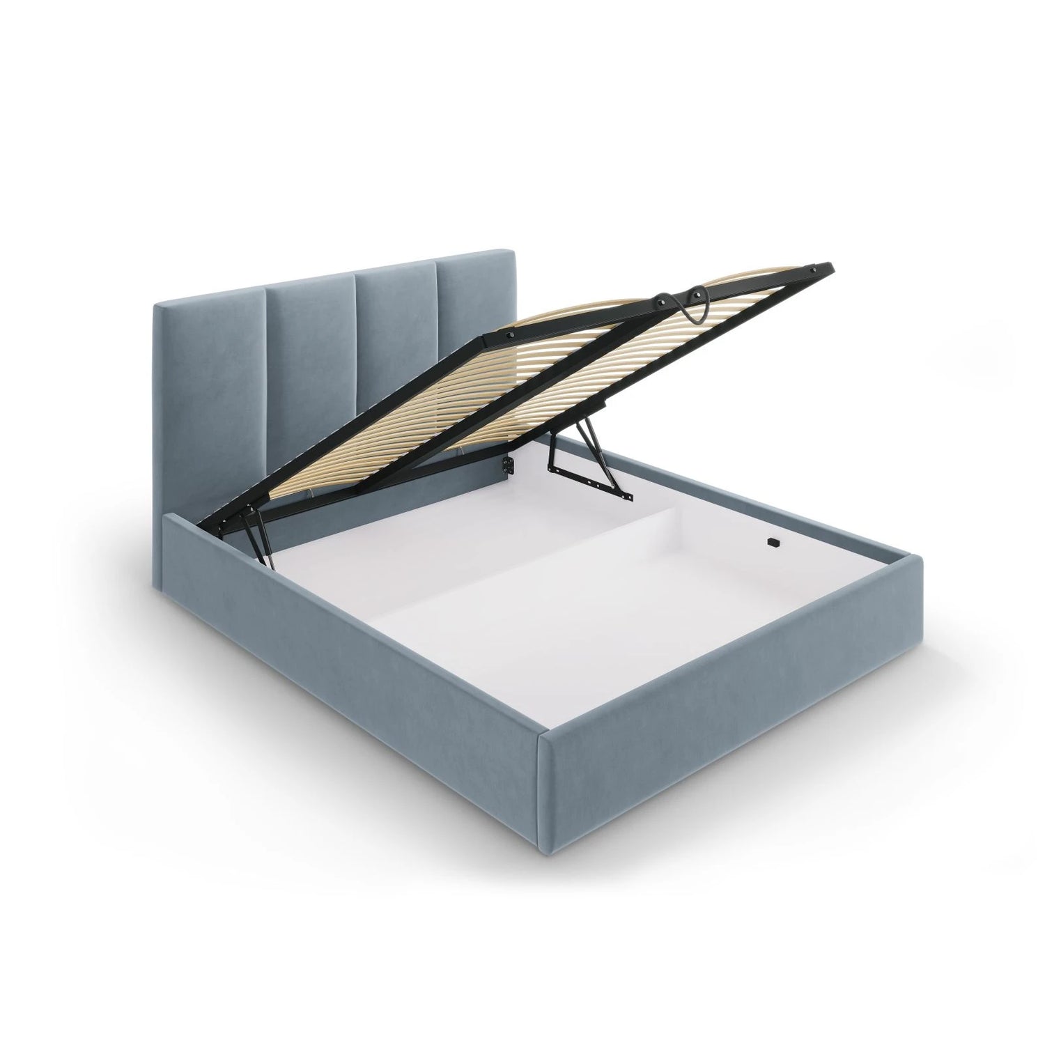 Pyla Bett mit Stauraum und Kopfteil in Samt (Mat73) in Blau, 140x200 cm – Bild 6