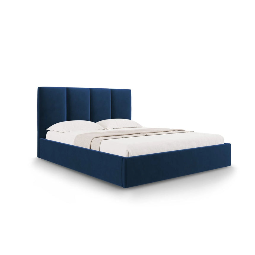 Pyla Bett mit Stauraum und Kopfteil in Samt (Mat79) in Königsblau, 140x200 cm – Bild 1