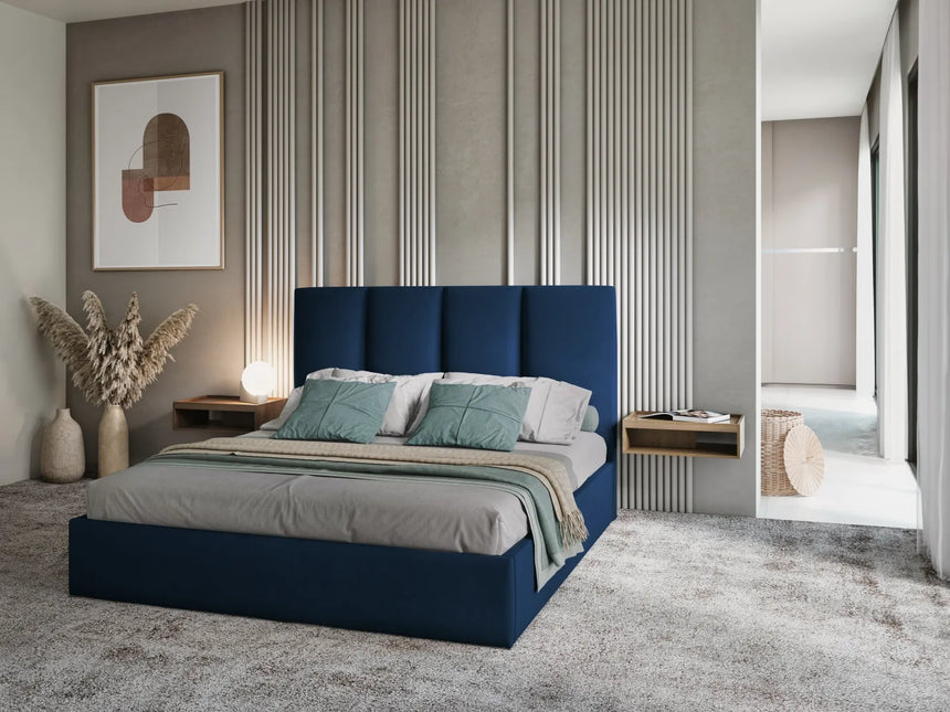 Pyla Bett mit Stauraum und Kopfteil in Samt (Mat79) in Königsblau, 140x200 cm – Bild 2