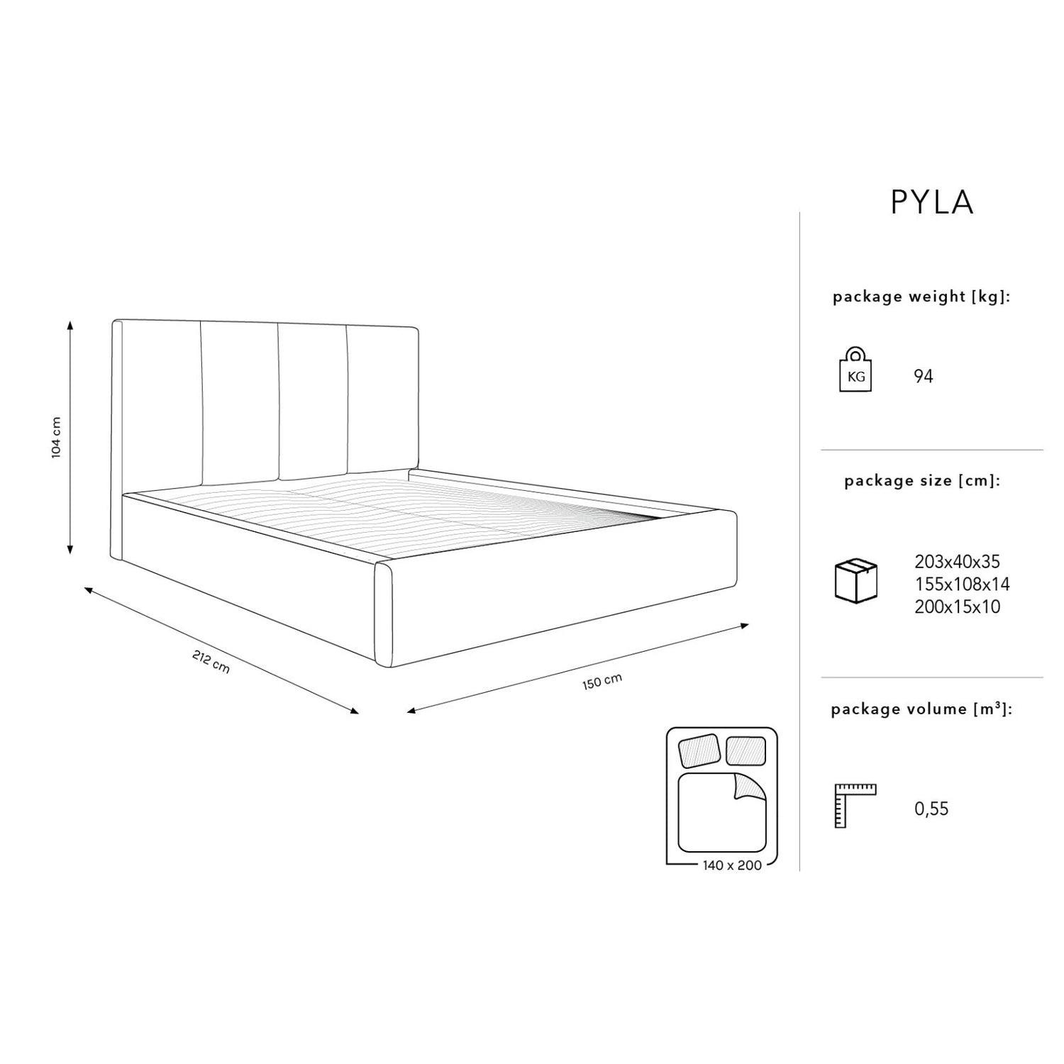 Pyla Bett mit Stauraum und Kopfteil in Samt (Mat83) in Hellgrau, 140x200 cm – Bild 4