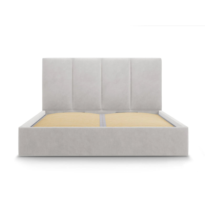 Pyla Bett mit Stauraum und Kopfteil in Samt (Mat83) in Hellgrau, 140x200 cm – Bild 7