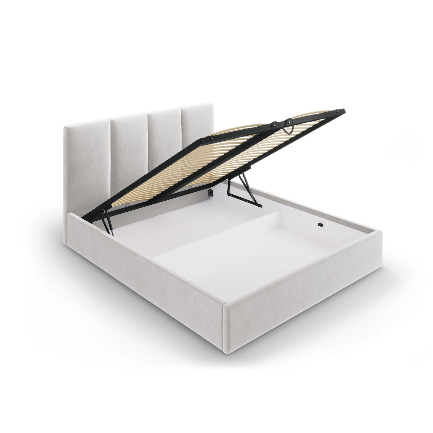 Pyla Bett mit Stauraum und Kopfteil in Samt (Mat83) in Hellgrau, 160x200 cm – Bild 6