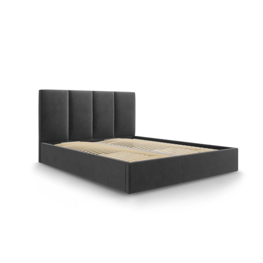 Pyla Bett mit Stauraum und Kopfteil in Samt (Mat97) in Dunkelgrau, 140x200 cm – Bild 5