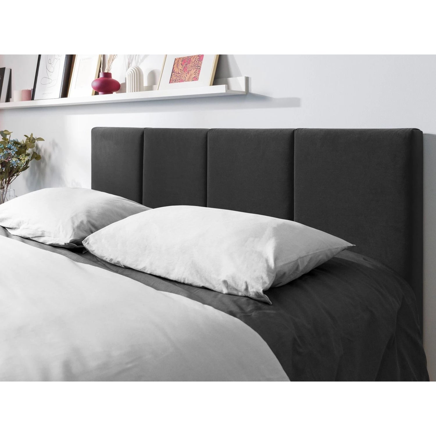 Pyla Bett mit Stauraum und Kopfteil in Samt (Mat97) in Dunkelgrau, 160x200 cm – Bild 3