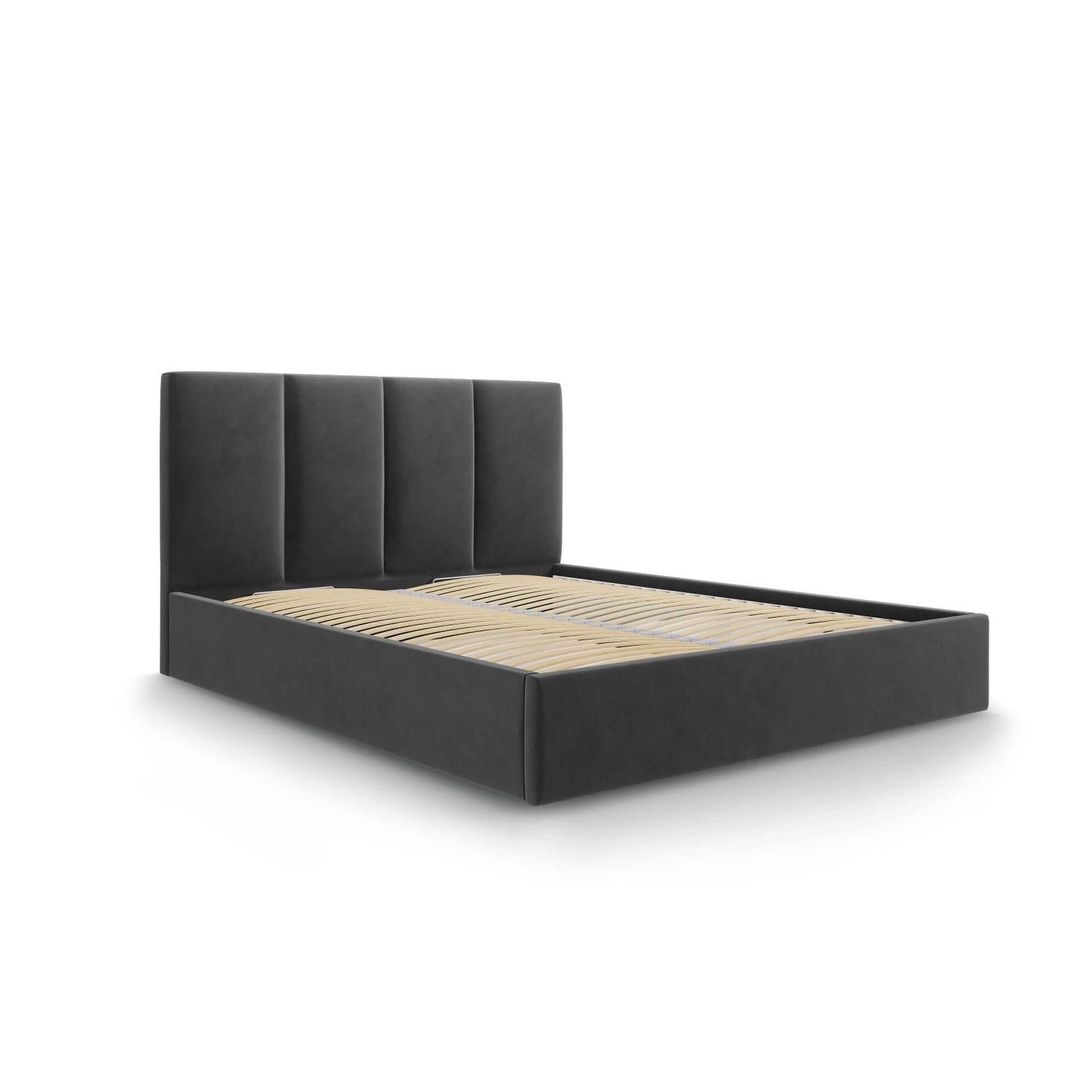Pyla Bett mit Stauraum und Kopfteil in Samt (Mat97) in Dunkelgrau, 180x200 cm – Bild 5