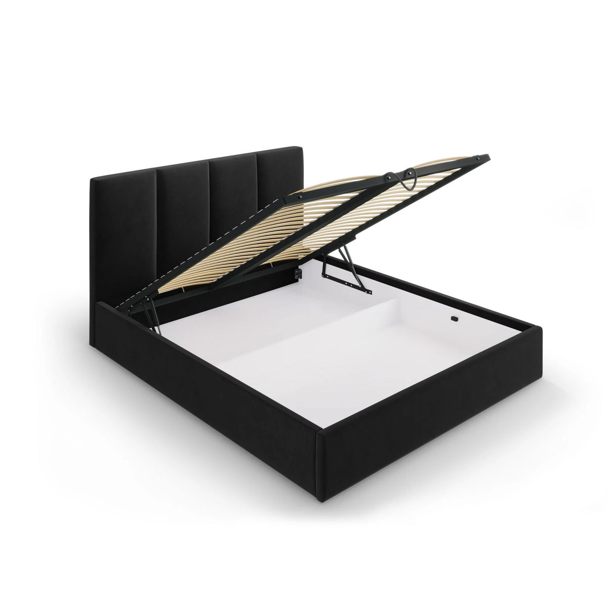 Pyla Bett mit Stauraum und Kopfteil in Samt (Mat99) in Schwarz, 160x200 cm – Bild 6