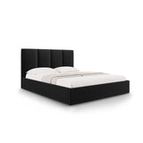 Pyla Bett mit Stauraum und Kopfteil in Samt (Mat99) in Schwarz, 180x200 cm – Bild 1