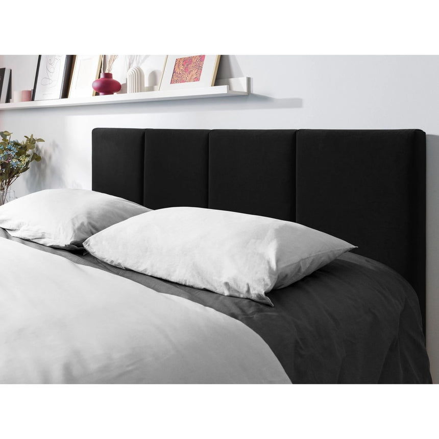 Pyla Bett mit Stauraum und Kopfteil in Samt (Mat99) in Schwarz, 180x200 cm – Bild 3