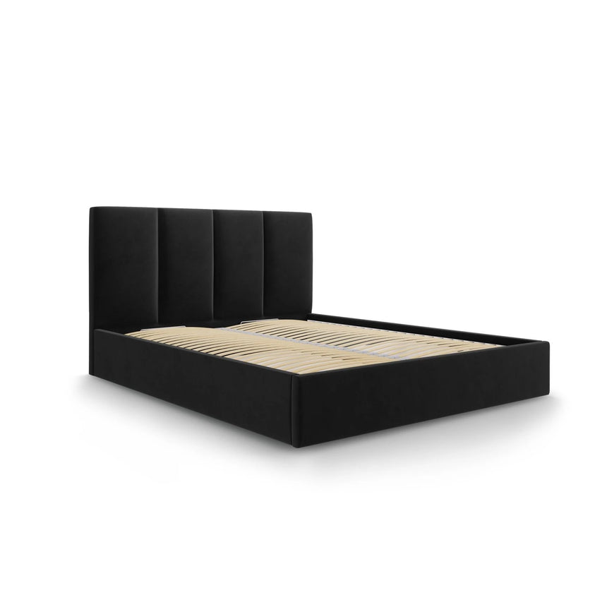 Pyla Bett mit Stauraum und Kopfteil in Samt (Mat99) in Schwarz, 180x200 cm – Bild 5