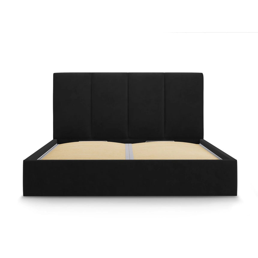 Pyla Bett mit Stauraum und Kopfteil in Samt (Mat99) in Schwarz, 180x200 cm – Bild 7