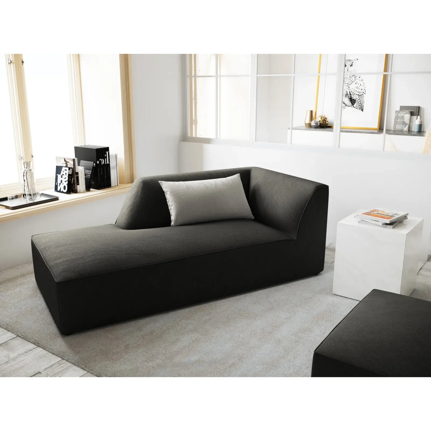 Ruby 2-Sitzer Sofa Chaiselongue Links, mit Bezug in Samt, Cord oder Strukturstoff, 180x93 cm - ZEN ZONE Furniture