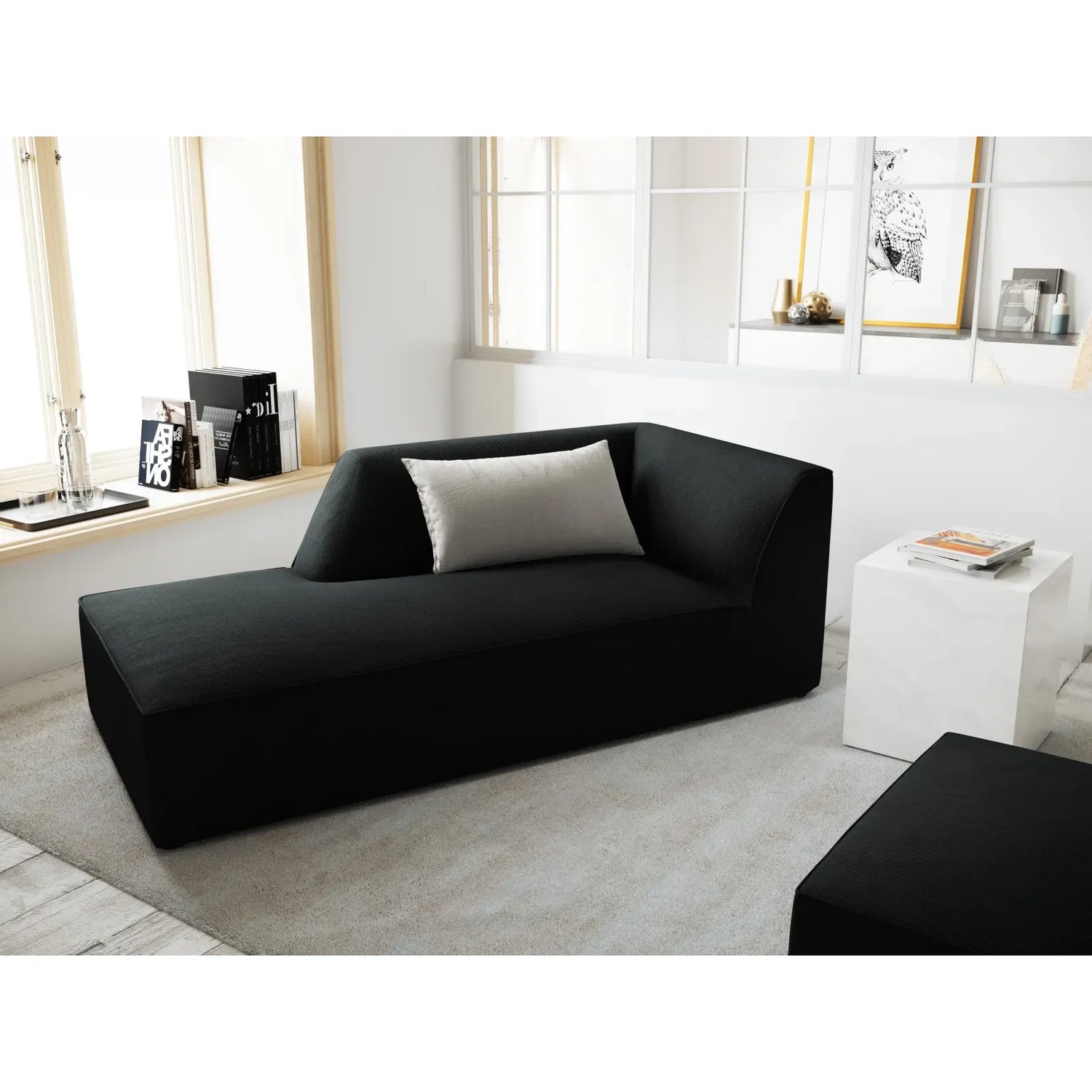 Ruby 2-Sitzer Sofa Chaiselongue Links, mit Bezug in Samt, Cord oder Strukturstoff, 180x93 cm