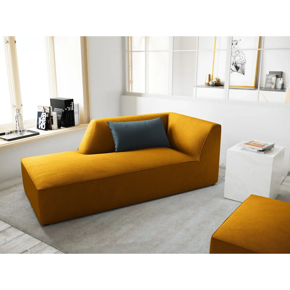 Ruby 2-Sitzer Sofa Chaiselongue Links, mit Bezug in Samt, Cord oder Strukturstoff, 180x93 cm