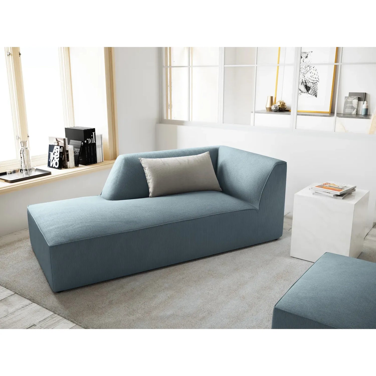 Ruby 2-Sitzer Sofa Chaiselongue Links, mit Bezug in Samt, Cord oder Strukturstoff, 180x93 cm