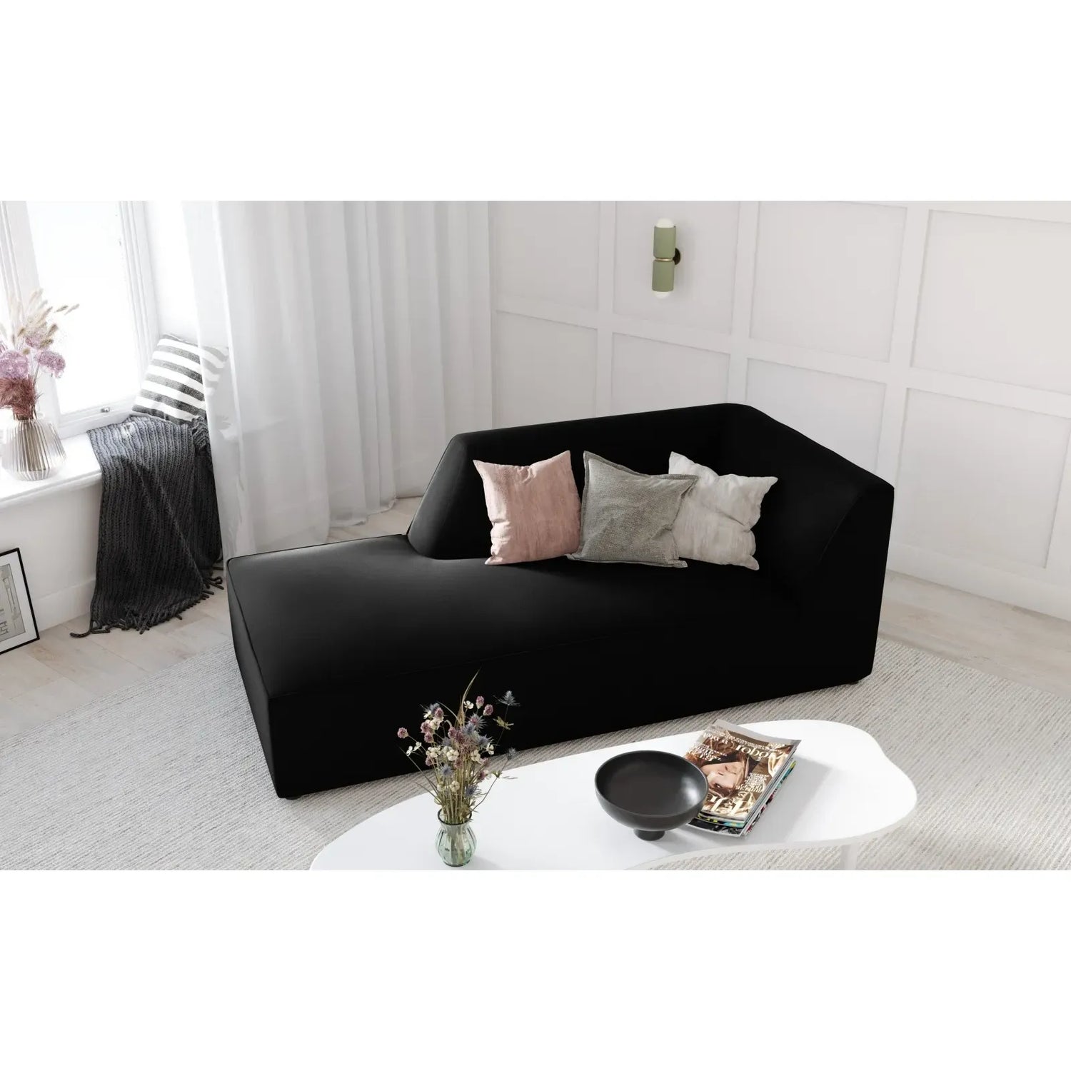 Ruby 2-Sitzer Sofa Chaiselongue Links, mit Bezug in Samt, Cord oder Strukturstoff, 180x93 cm - ZEN ZONE Furniture
