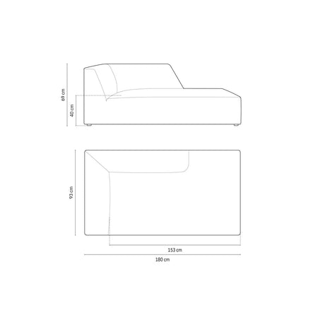 Ruby 2-Sitzer Sofa Chaiselongue Links, mit Bezug in Strukturierter Stoff (Ota12) in Schwarz, 180x93 cm – Bild 2