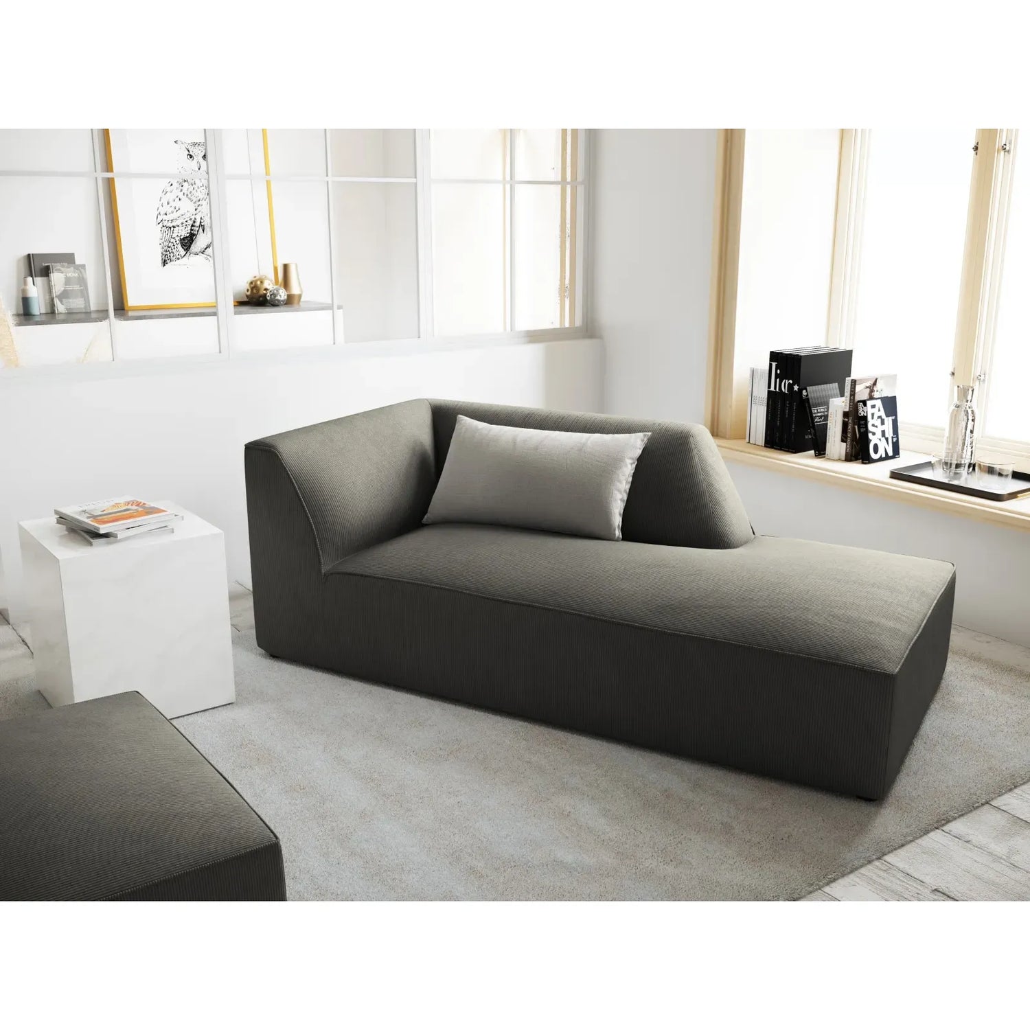 Ruby 2-Sitzer Sofa Chaiselongue Rechts, mit Bezug in Samt, Cord oder Strukturstoff, 180x93 cm - ZEN ZONE Furniture