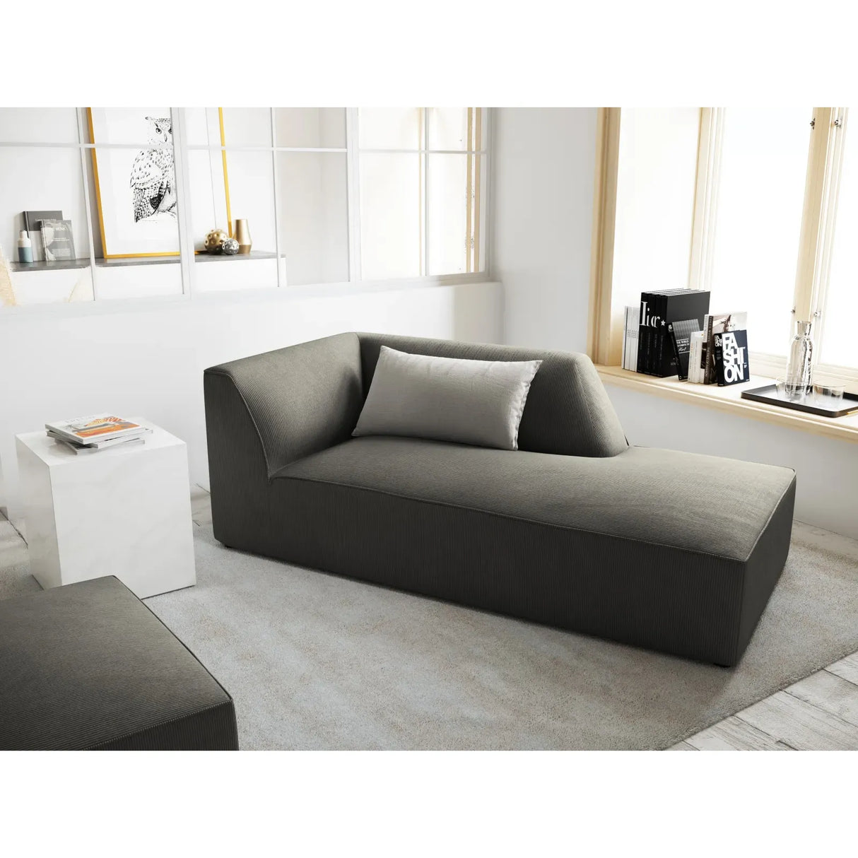 Ruby 2-Sitzer Sofa Chaiselongue Rechts, mit Bezug in Samt, Cord oder Strukturstoff, 180x93 cm