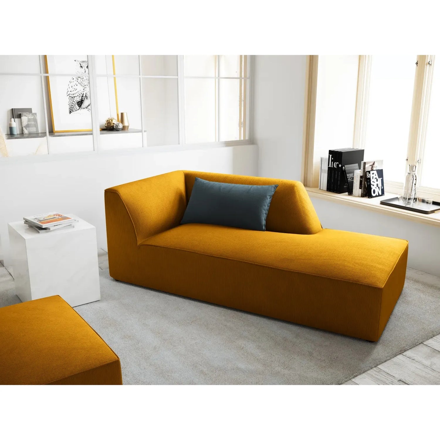 Ruby 2-Sitzer Sofa Chaiselongue Rechts, mit Bezug in Samt, Cord oder Strukturstoff, 180x93 cm - ZEN ZONE Furniture