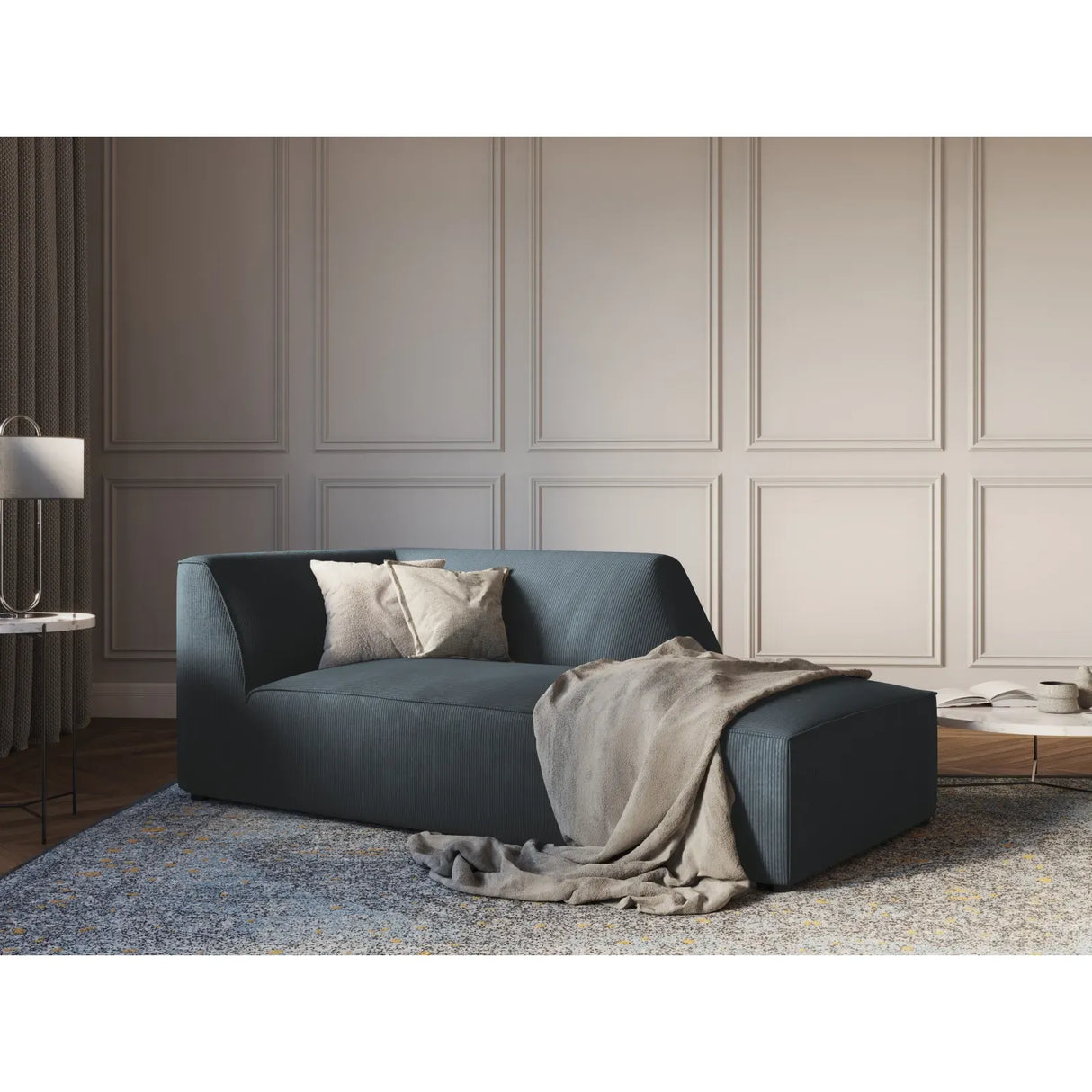 Ruby 2-Sitzer Sofa Chaiselongue Rechts, mit Bezug in Samt, Cord oder Strukturstoff, 180x93 cm