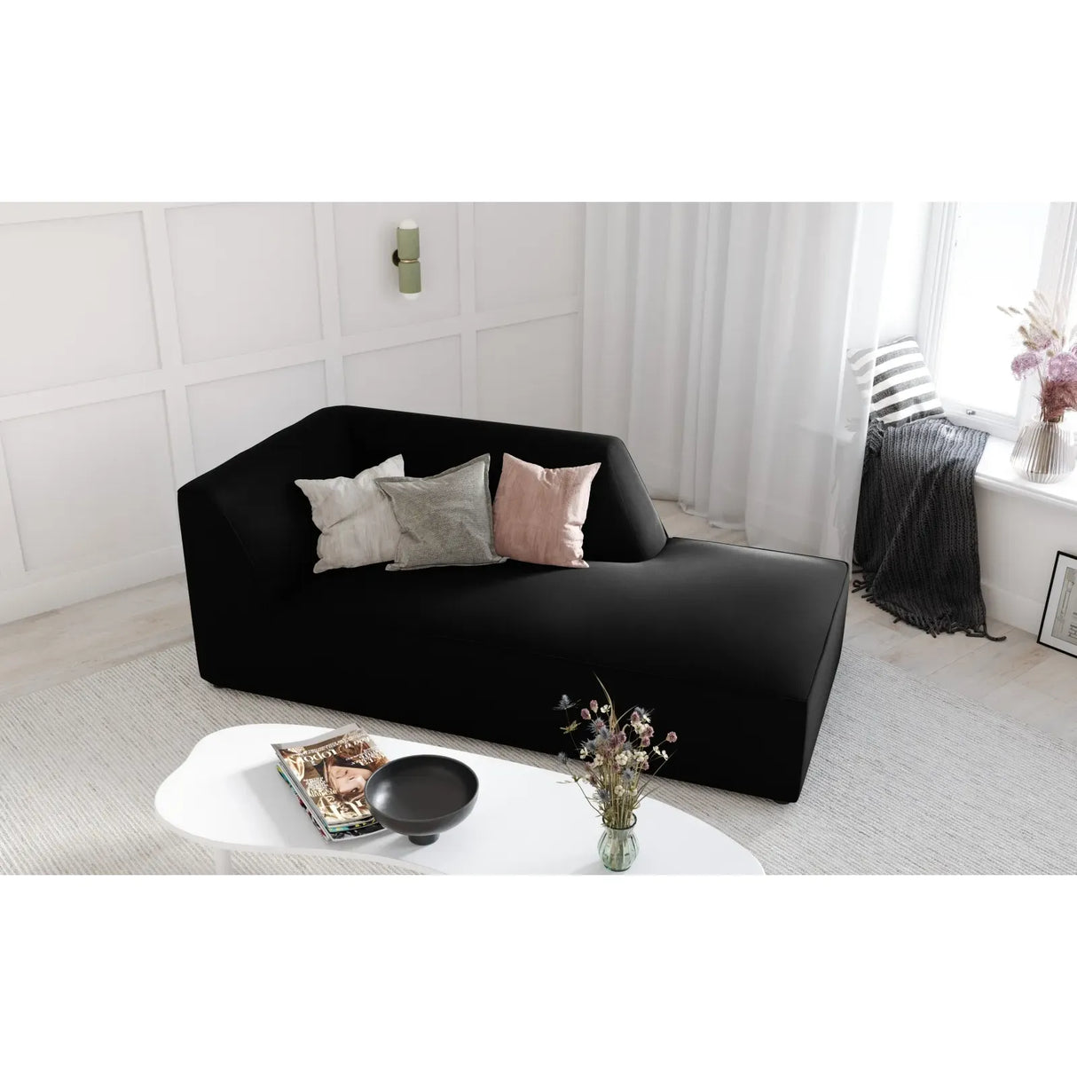 Ruby 2-Sitzer Sofa Chaiselongue Rechts, mit Bezug in Samt, Cord oder Strukturstoff, 180x93 cm