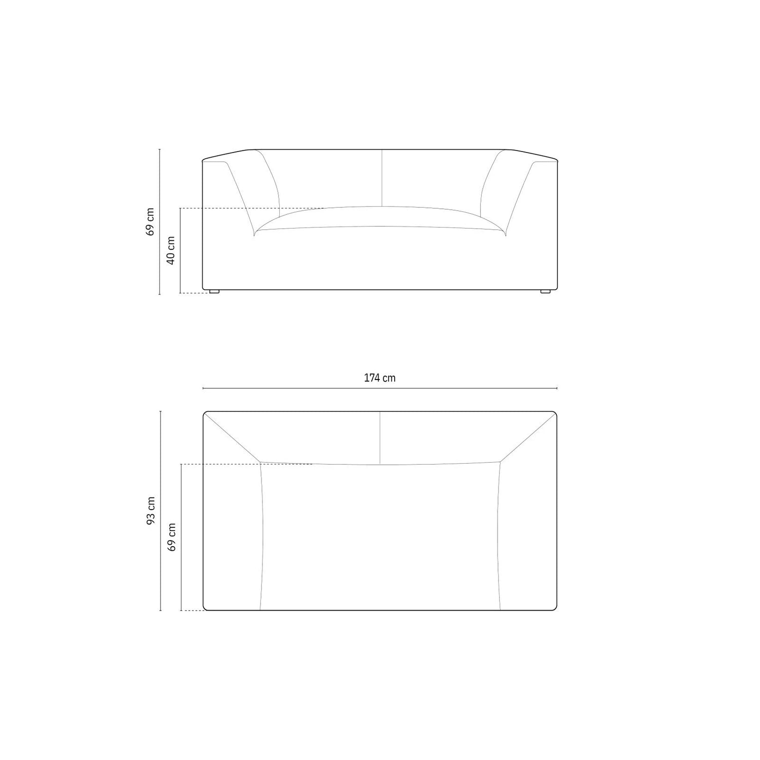 Ruby 2-Sitzer Sofa mit Bezug in Cord (ScaBla) in Schwarz, 174x93 cm – Bild 2