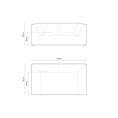 Ruby 2-Sitzer Sofa mit Bezug in Strukturierter Stoff (Ota8) in Beige, 174x93 cm – Bild 2