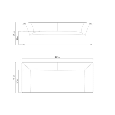 Ruby 3-Sitzer Sofa mit Bezug aus Strukturierter Stoff (Ota14) in Grün, 232x93 cm – Bild 2