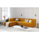 Canapé d'angle Ruby 4 places, côté gauche, revêtu de velours, de velours côtelé ou de tissu texturé, 273 x 180 cm