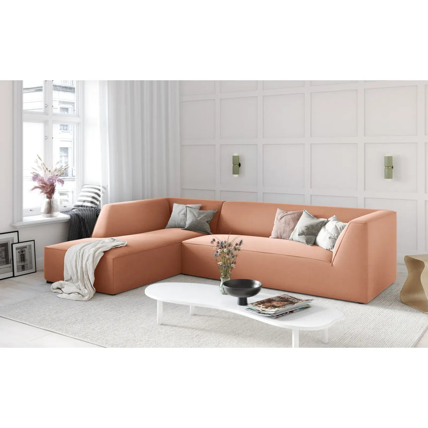 Ruby 4-Sitzer Ecksofa Links, mit Bezug aus Samt, Cord oder Strukturstoff, 273x180 cm - ZEN ZONE Furniture
