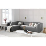 Canapé d'angle Ruby 4 places, côté gauche, revêtu de velours, de velours côtelé ou de tissu texturé, 273 x 180 cm