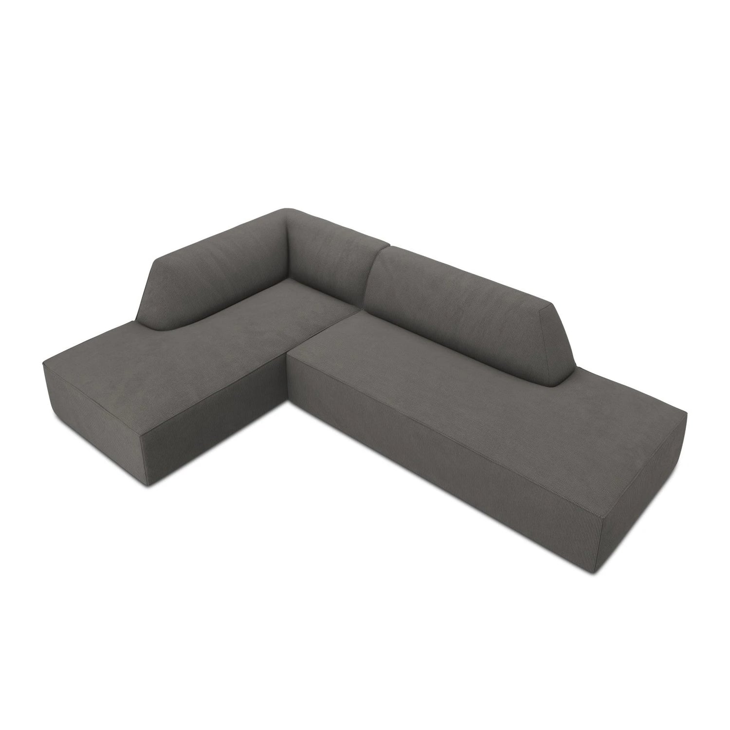 Ruby 4-Sitzer Ecksofa offen, Links, mit Bezug aus Cord (ScaAnt) in Dunkelgrau, 273x180 cm – Bild 6