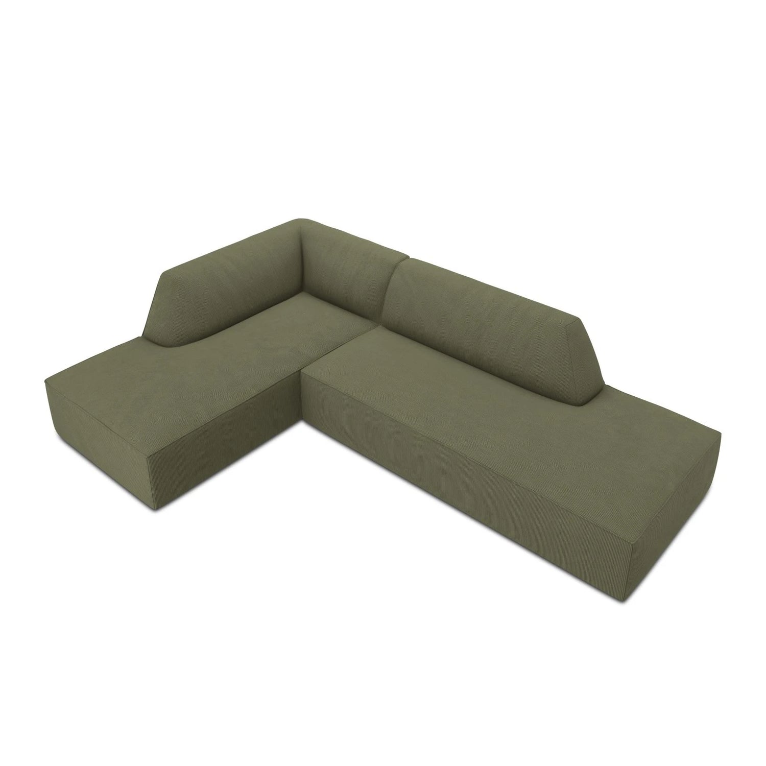Ruby 4-Sitzer Ecksofa offen, Links, mit Bezug aus Cord (ScaFor) in Grün, 273x180 cm – Bild 6