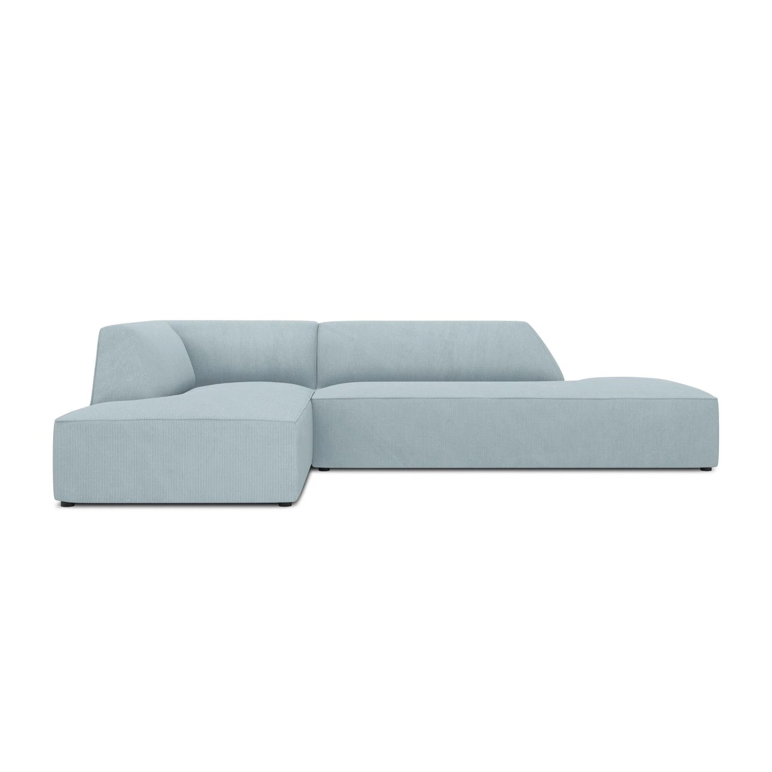 Ruby 4-Sitzer Ecksofa offen, Links, mit Bezug aus Cord (ScaSky) in Hellblau, 273x180 cm – Bild 1