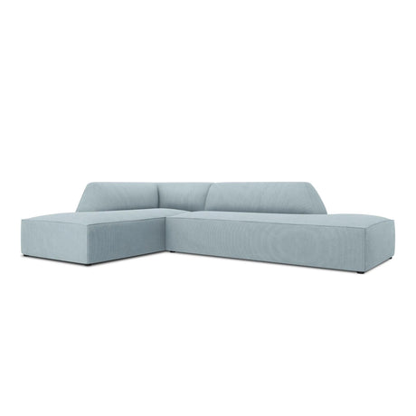 Ruby 4-Sitzer Ecksofa offen, Links, mit Bezug aus Cord (ScaSky) in Hellblau, 273x180 cm – Bild 5