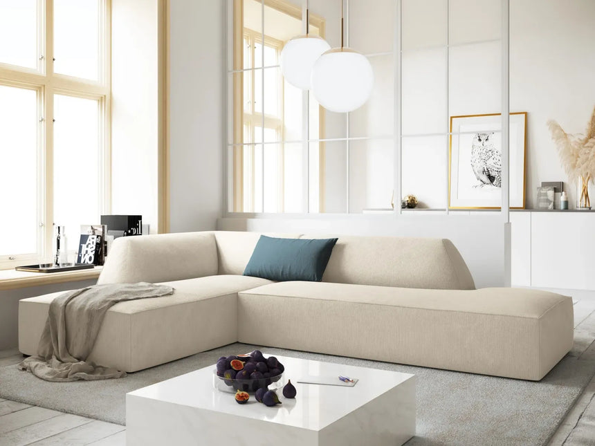 Ruby 4-Sitzer Ecksofa offen, Links, mit Bezug aus Samt, Cord oder Strukturstoff, 273x180 cm - ZEN ZONE Furniture