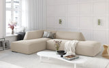 Ruby 4-seater corner sofa, open, left-hand, with cover in velvet, corduroy or textured fabric, 273x180 cm