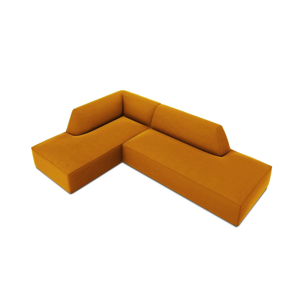Ruby 4-Sitzer Ecksofa offen, Links, mit Bezug aus Samt (Sal10) in Gelb, 273x180 cm – Bild 6