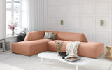 Ruby 4-seater corner sofa, open, left-hand, with cover in velvet, corduroy or textured fabric, 273x180 cm