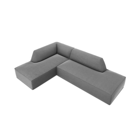Ruby 4-Sitzer Ecksofa offen, Links, mit Bezug aus Samt (Sal17) in Grau, 273x180 cm – Bild 6