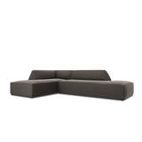 Ruby 4-Sitzer Ecksofa offen, Links, mit Bezug aus Samt (Sal18) in Dunkelgrau, 273x180 cm – Bild 5