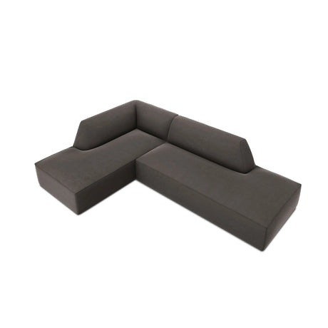 Ruby 4-Sitzer Ecksofa offen, Links, mit Bezug aus Samt (Sal18) in Dunkelgrau, 273x180 cm – Bild 6